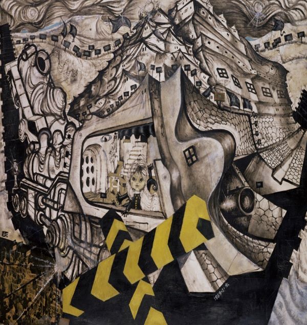 中村宏《蜂起せよ少女》1959年　油彩、カンヴァス　練馬区立美術館蔵