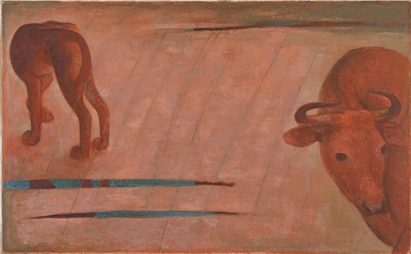 《雨〈牛〉》1947年 油彩,カンヴァス 山口県立美術館蔵