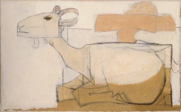 《山羊》1955年 油彩･方解末,カンヴァス 香月泰男美術館蔵