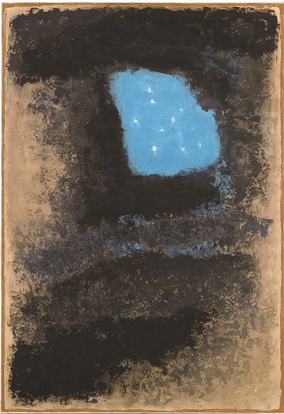 《青の太陽》1969年 油彩･方解末･木炭,カンヴァス 山口県立美術館蔵