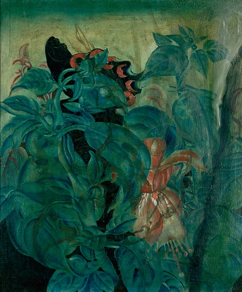 靉光《花と蝶》1941-2年頃　油彩、カンヴァス　練馬区立美術館